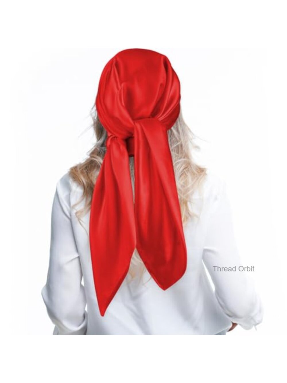 Large Square Satin Head Scarf Shiny Solid Color Hair Wrap Bandana 35in